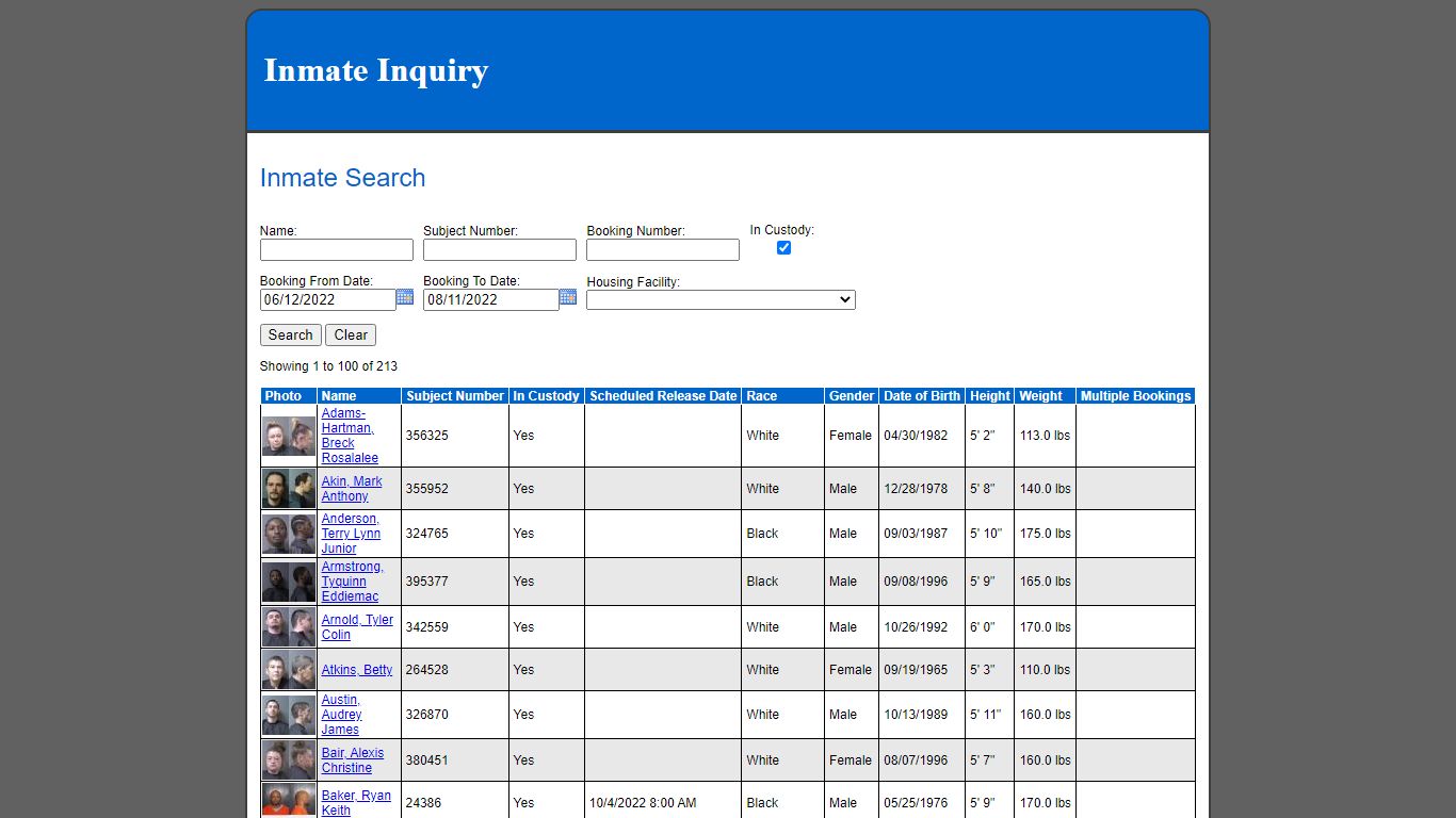 Inmate Search - webportal.mcits.site