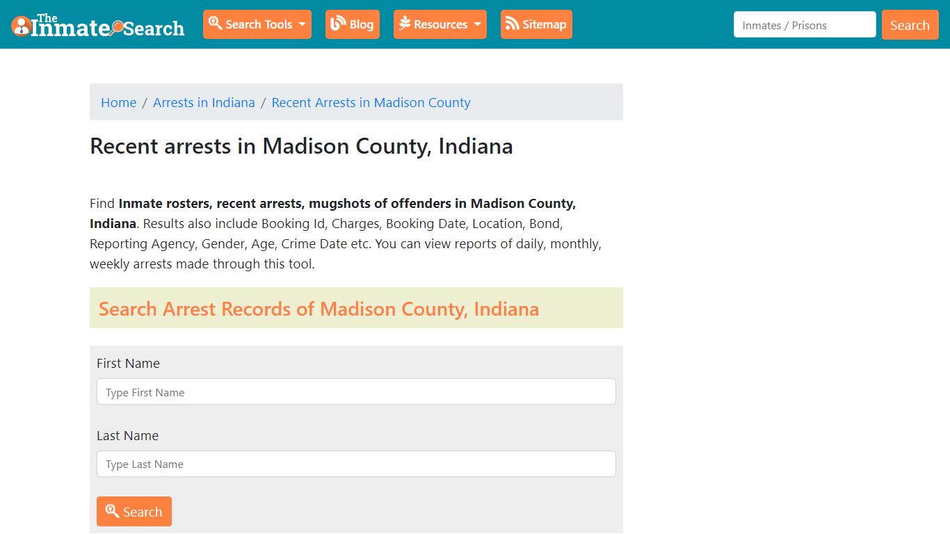Recent arrests in Madison County, Indiana - The Inmate Search